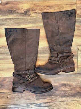 UNR8ED Ballast Brown Over-the-Knee Buckle Boots
